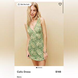 Reformation calix dress in green floral “mento” size small NEW no tags